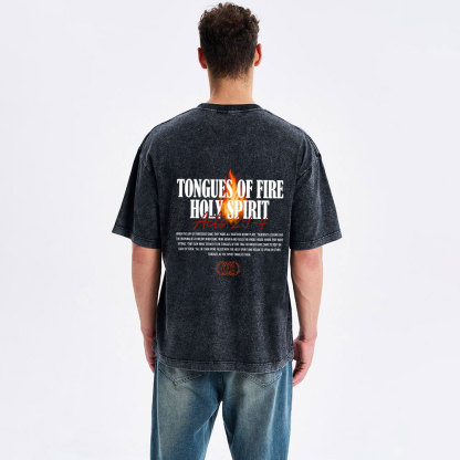 Tongues Of Fire Holy Spirit Christian Washed T-Shirt