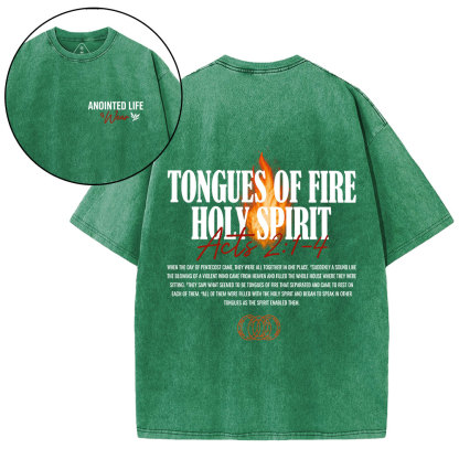Tongues Of Fire Holy Spirit Christian Washed T-Shirt