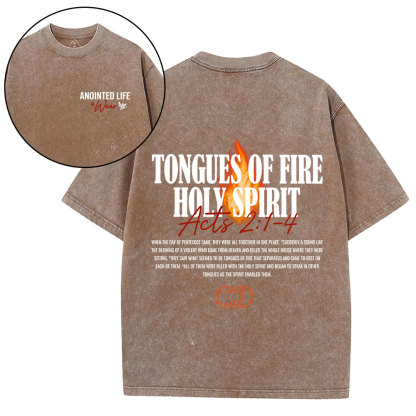 Tongues Of Fire Holy Spirit Christian Washed T-Shirt