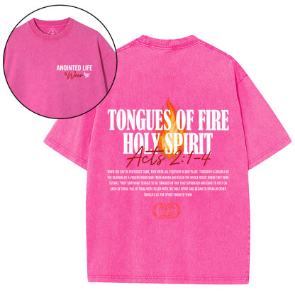 Tongues Of Fire Holy Spirit Christian Washed T-Shirt