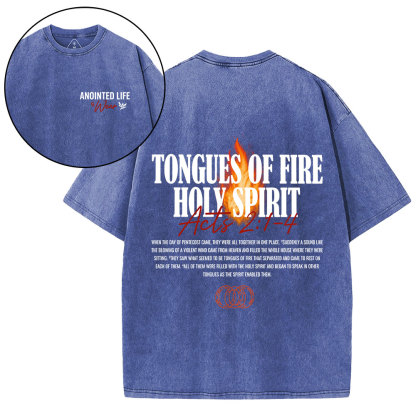 Tongues Of Fire Holy Spirit Christian Washed T-Shirt