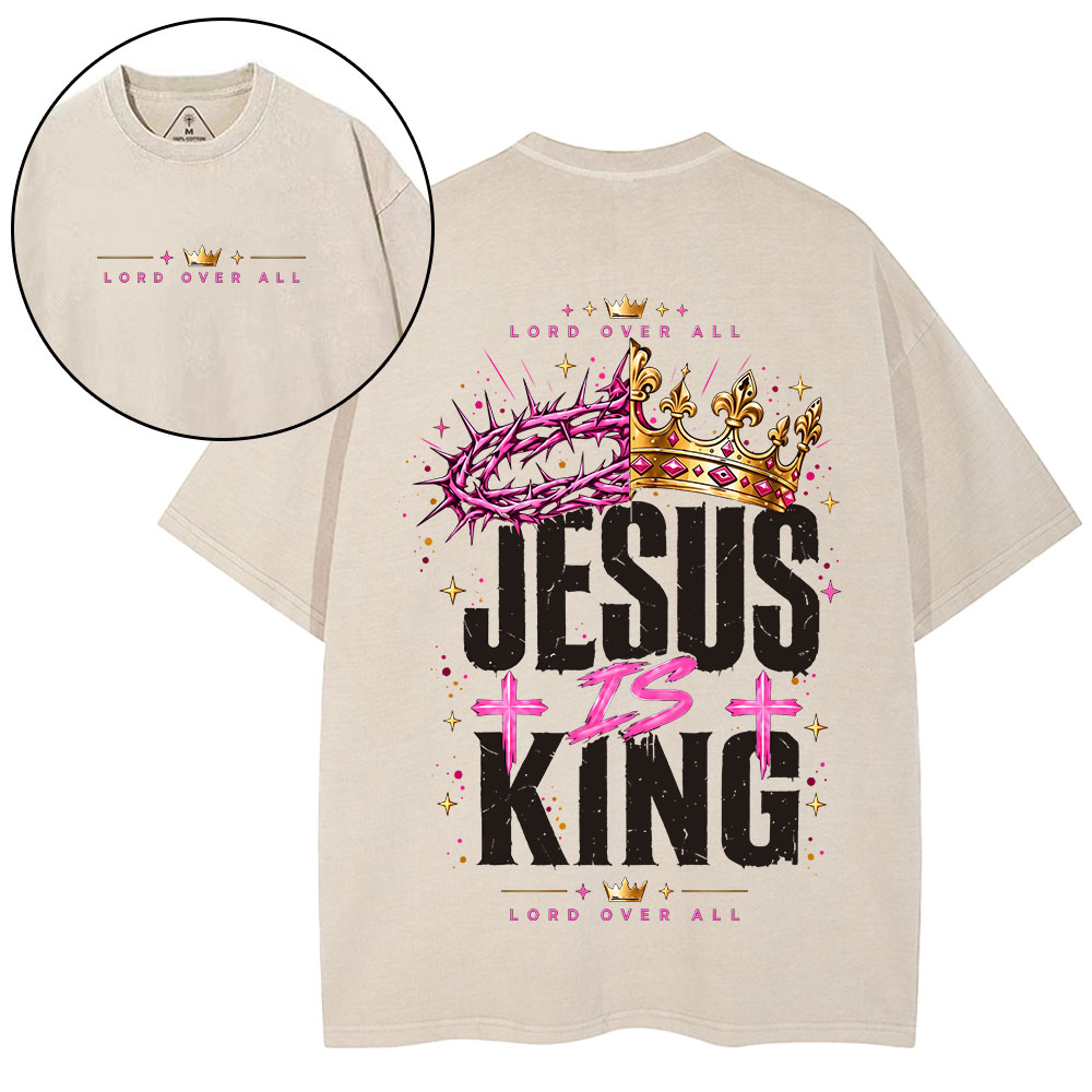 Jesus Is King Christian Washed T-Shirt
