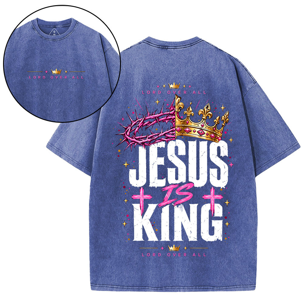 Jesus Is King Christian Washed T-Shirt