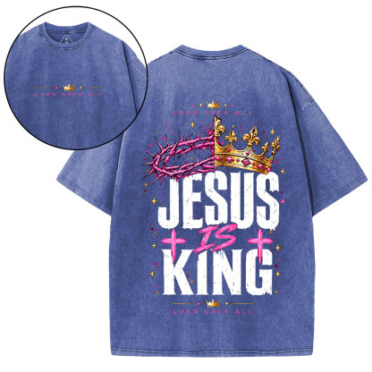 Jesus Is King Christian Washed T-Shirt