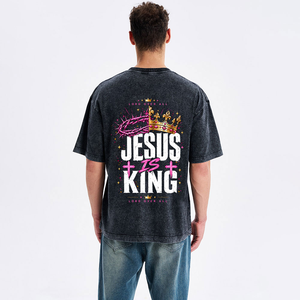 Jesus Is King Christian Washed T-Shirt