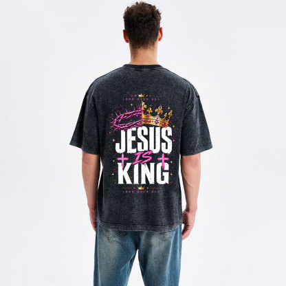 Jesus Is King Christian Washed T-Shirt