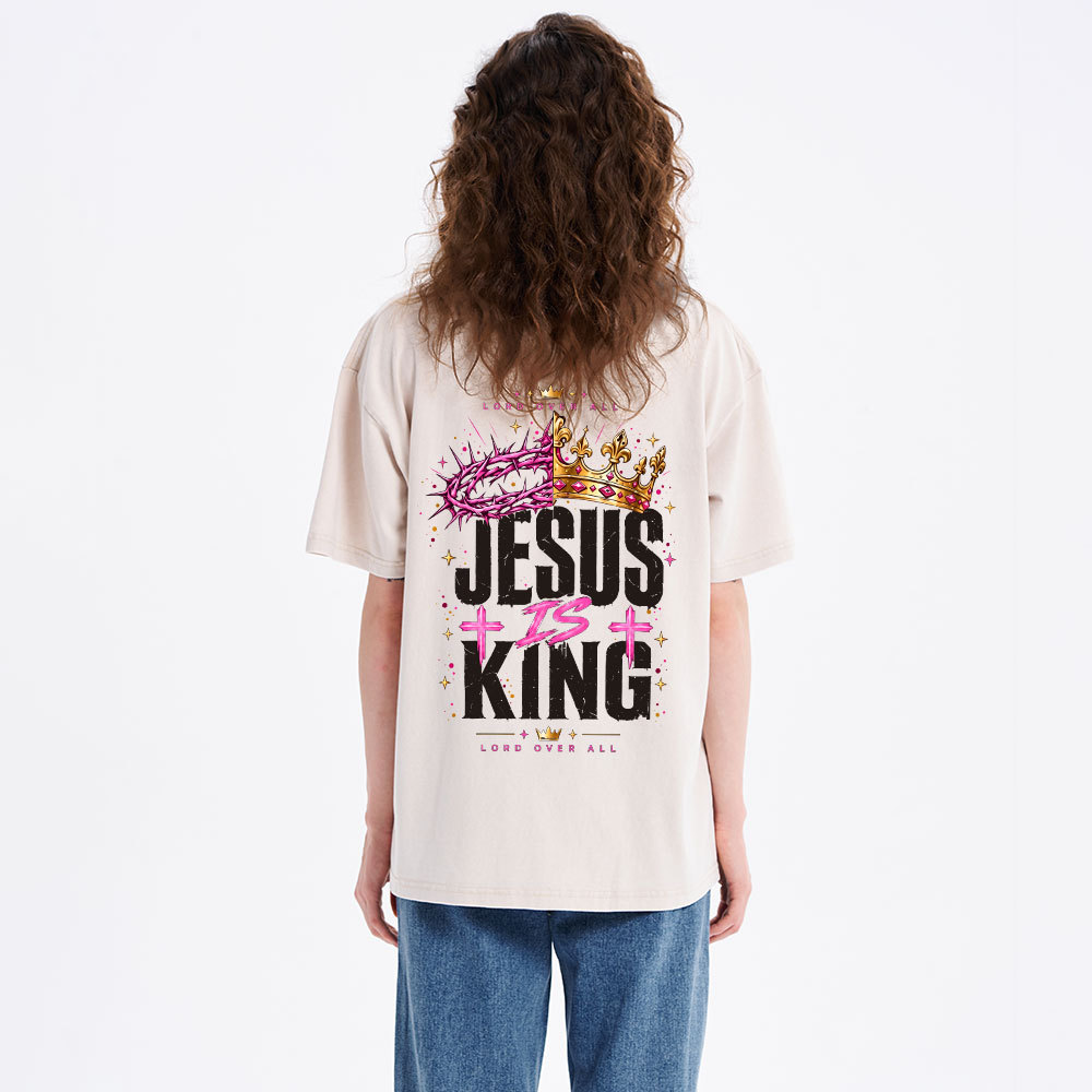 Jesus Is King Christian Washed T-Shirt