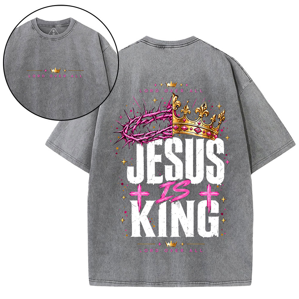 Jesus Is King Christian Washed T-Shirt