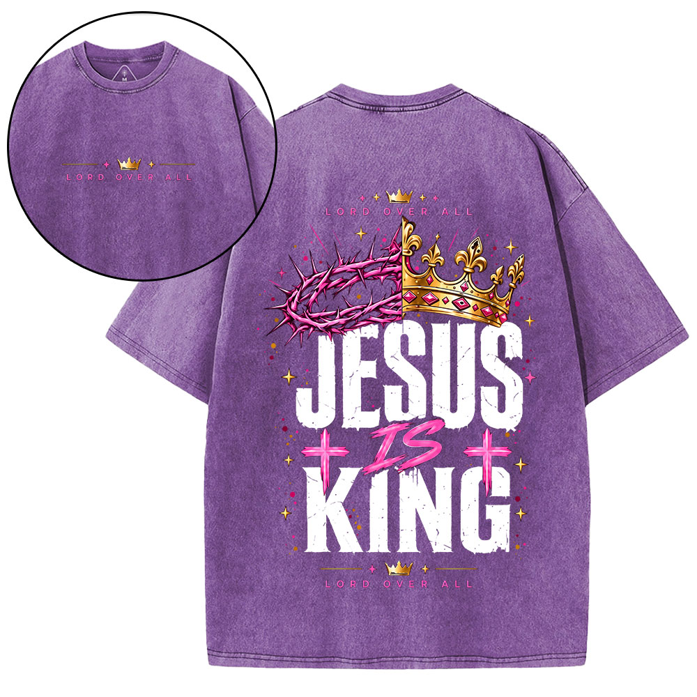 Jesus Is King Christian Washed T-Shirt