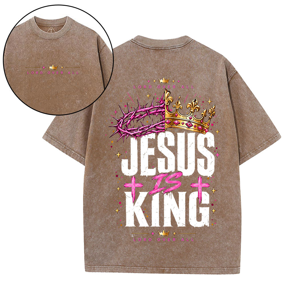 Jesus Is King Christian Washed T-Shirt