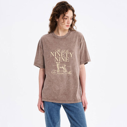 He Left The 99 To Rescues Me Christian Washed T-Shirt