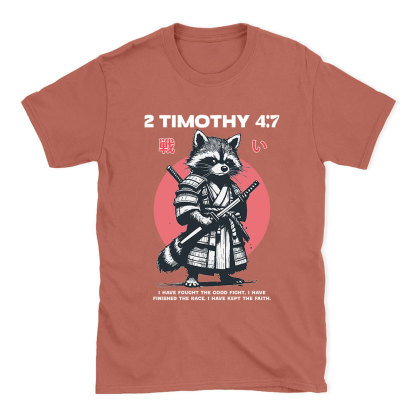 Fought The Good Fight Raccoon Christian T-Shirt