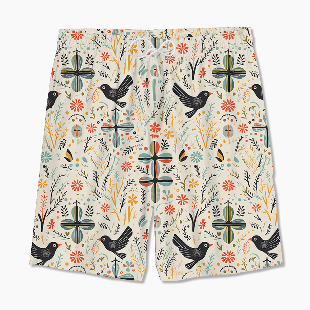 Dove Cross Boho Christian Hawaiian Shirt