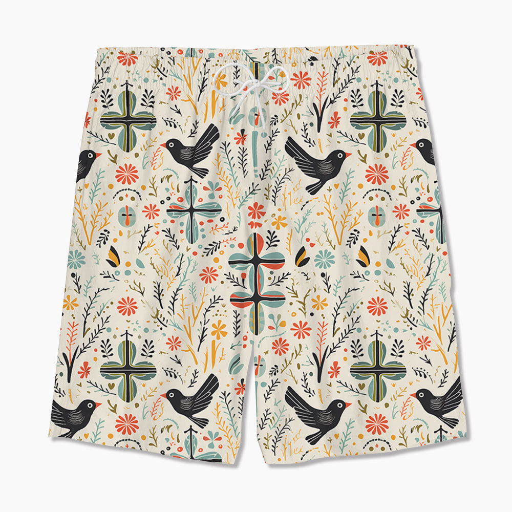 Dove Cross Boho Christian Hawaiian Shirt