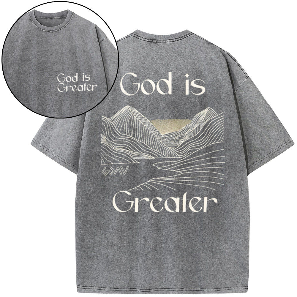 God Is Greater Christian Washed T-Shirt