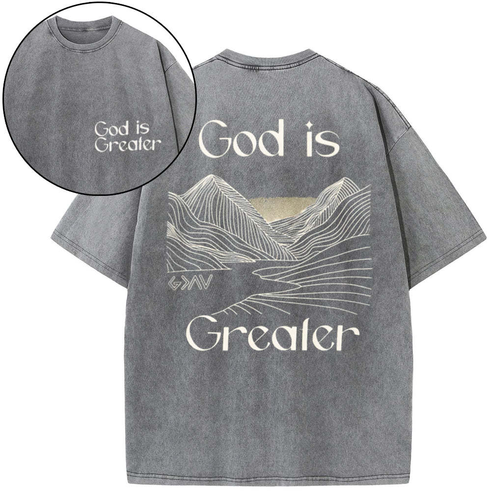 God Is Greater Christian Washed T-Shirt