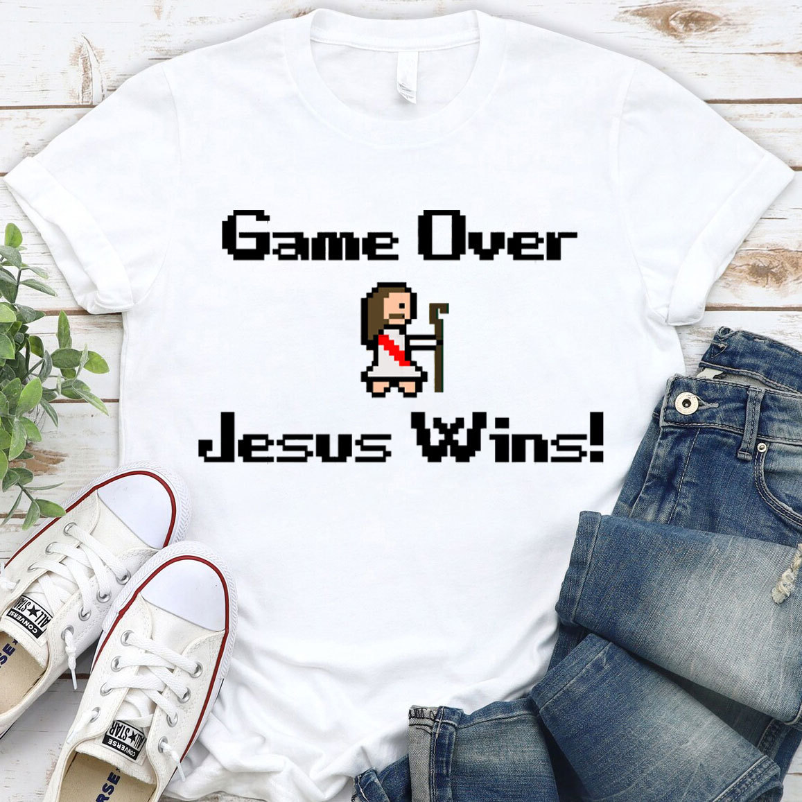 Game Over Jesus Wins Christian T-Shirt