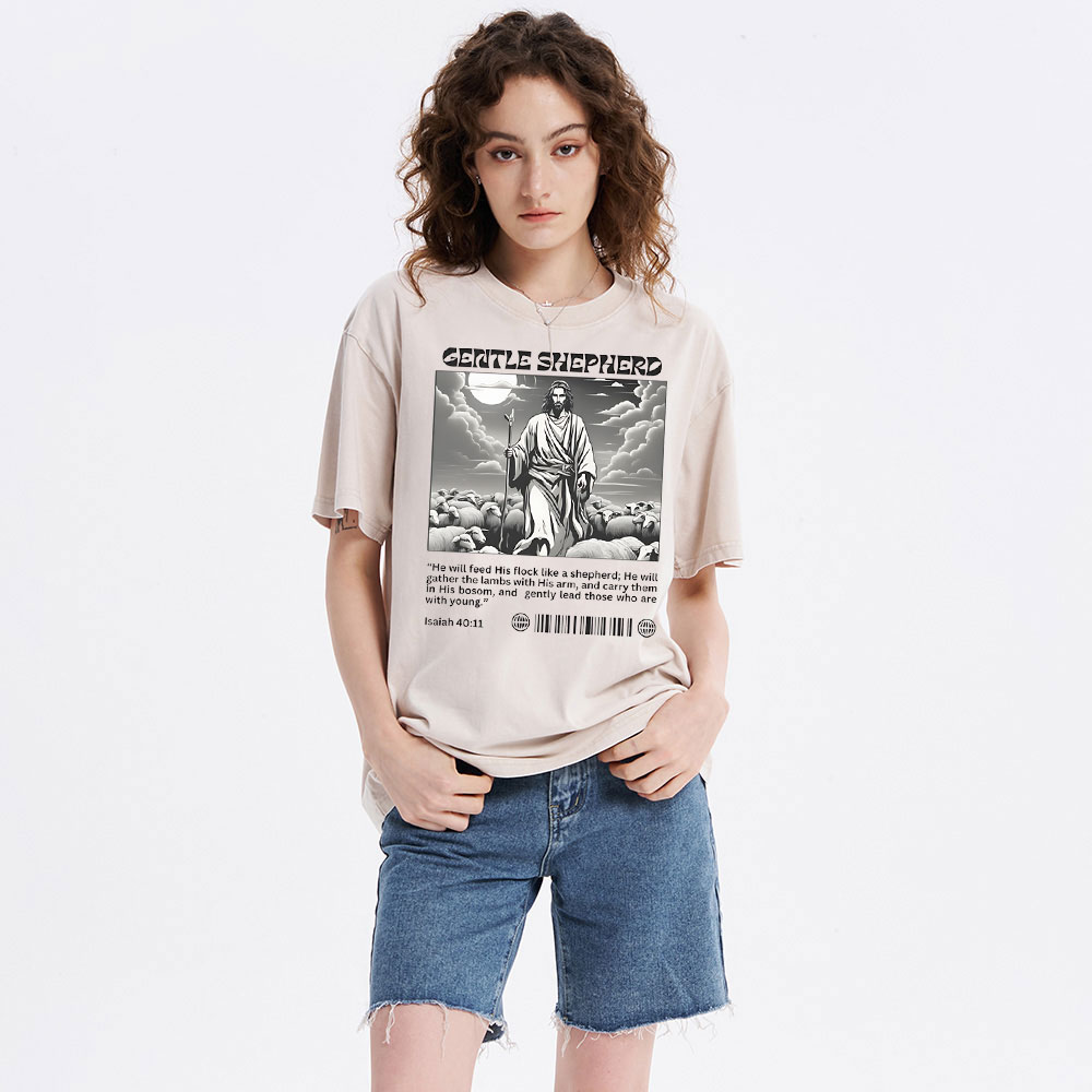 Gentle Shepherd  Christian Washed T-Shirt