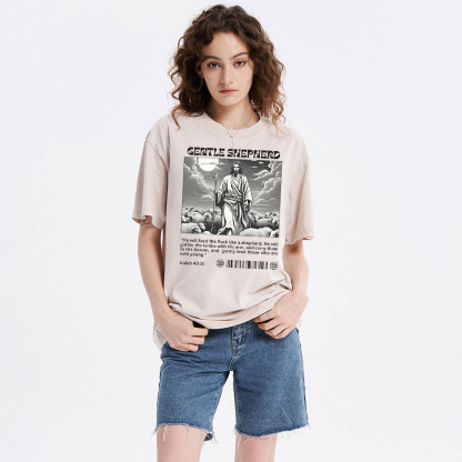 Gentle Shepherd  Christian Washed T-Shirt