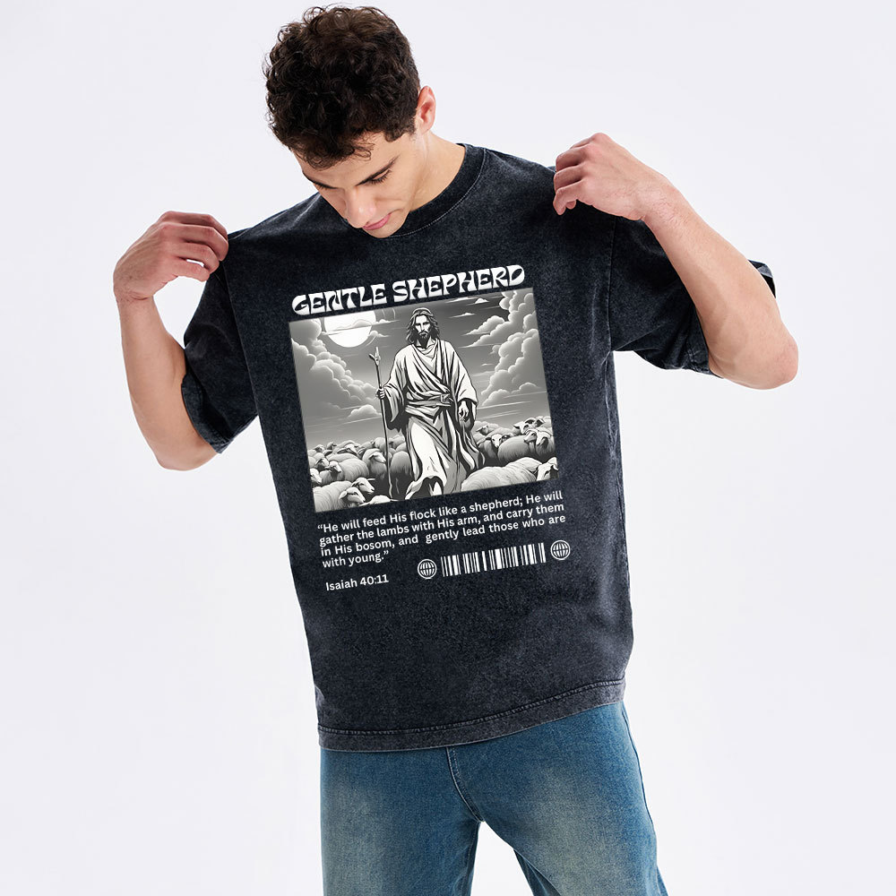 Gentle Shepherd  Christian Washed T-Shirt