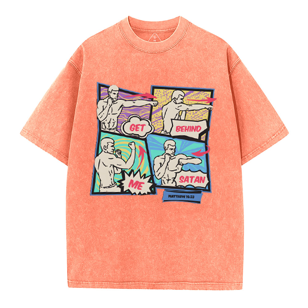 Get Behind Me Satan Christian Washed T-Shirt