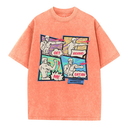 Get Behind Me Satan Christian Washed T-Shirt