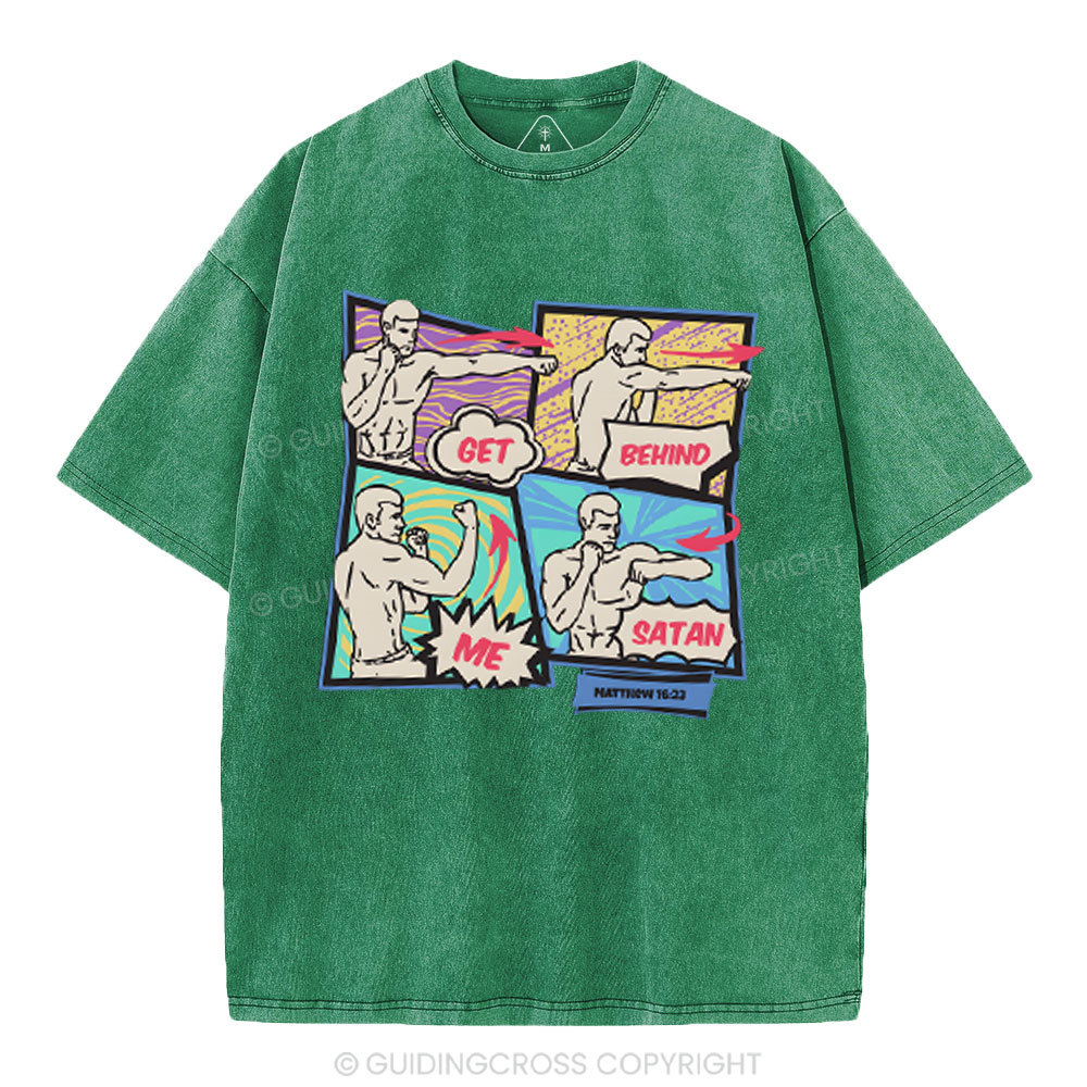 Get Behind Me Satan Christian Washed T-Shirt