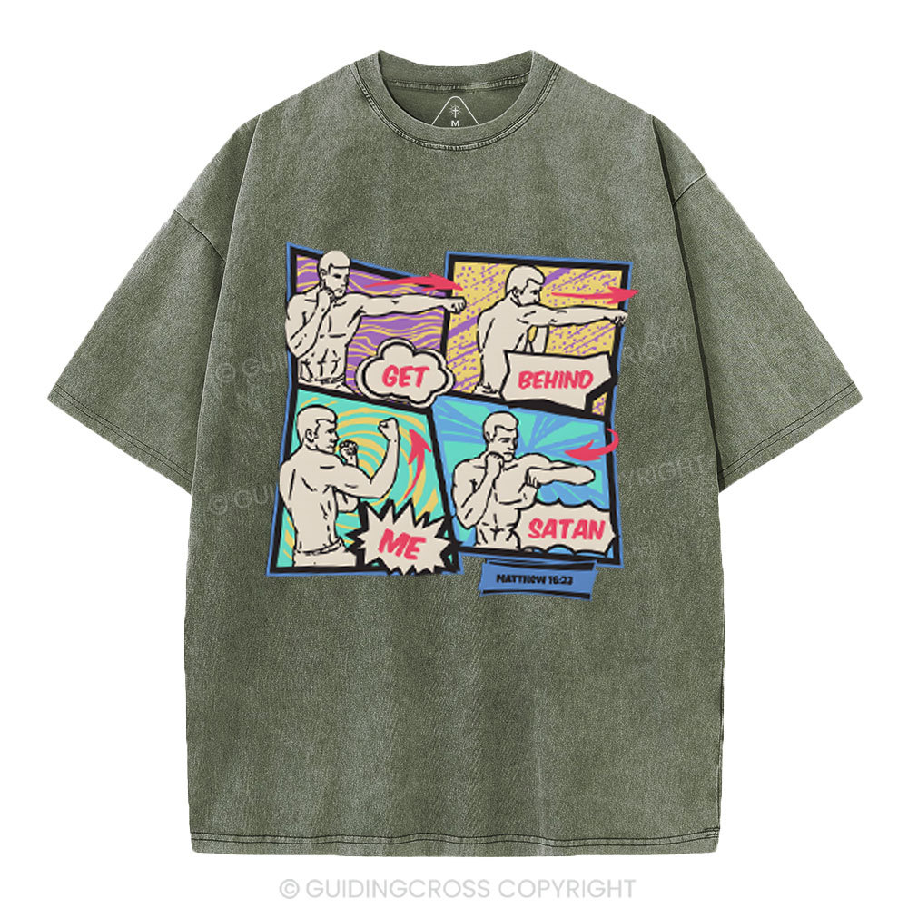 Get Behind Me Satan Christian Washed T-Shirt