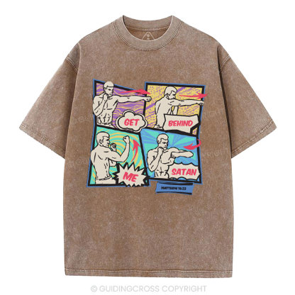 Get Behind Me Satan Christian Washed T-Shirt