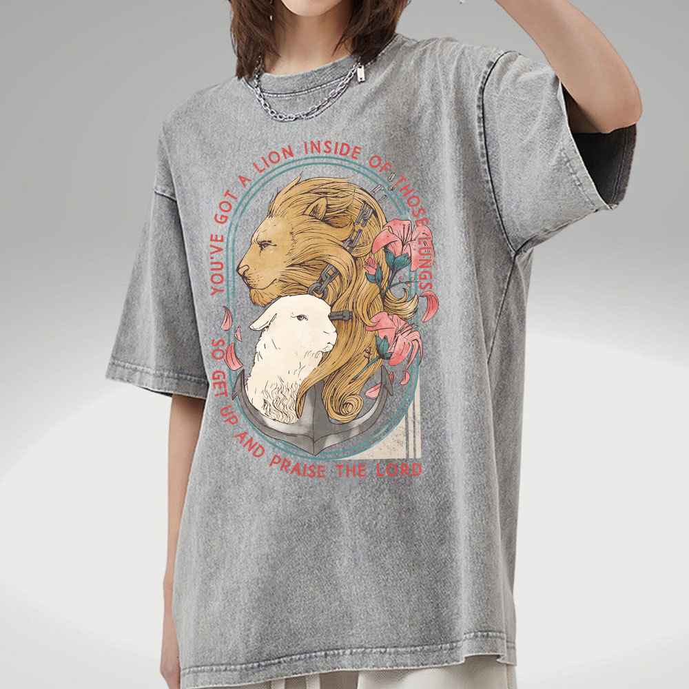 Get Up And Praise The Lord Christian Washed T-Shirt