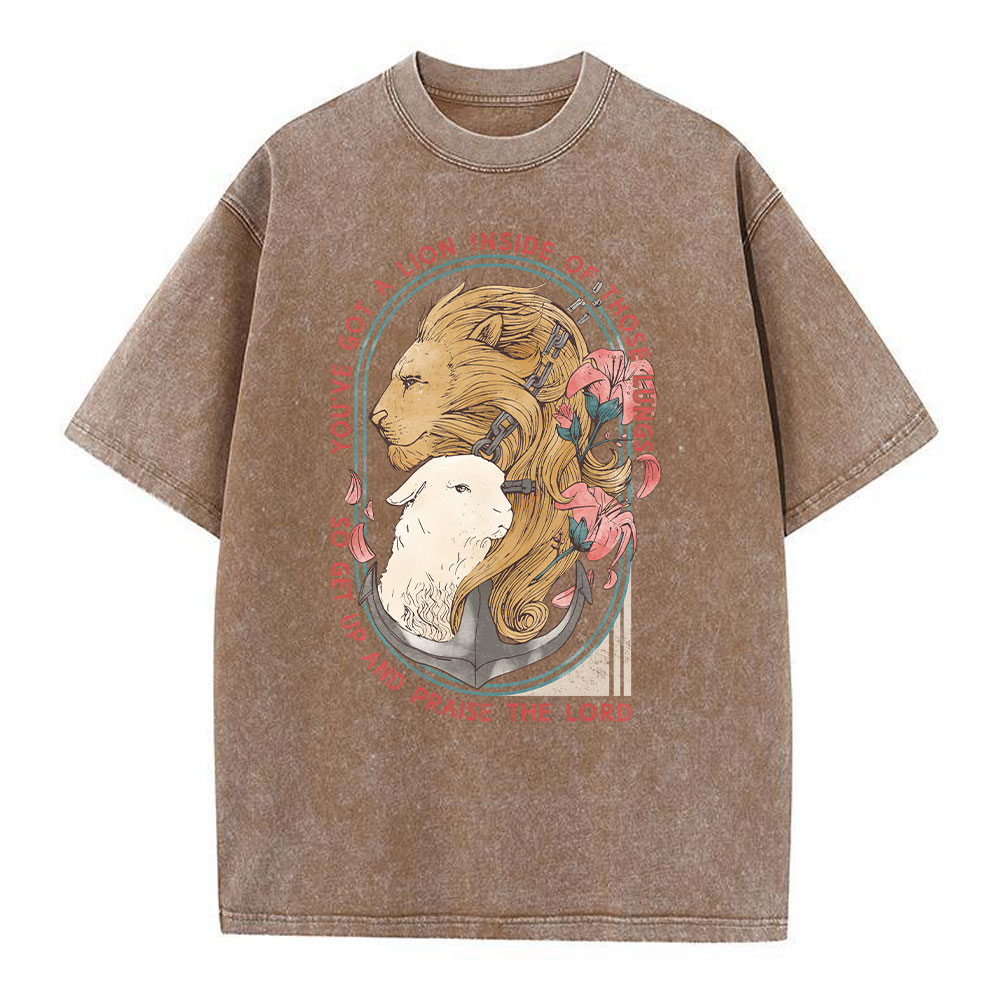 Get Up And Praise The Lord Christian Washed T-Shirt