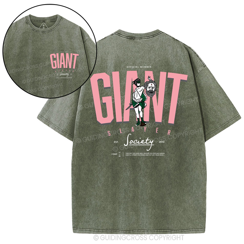 Giant Slayer Christian Washed T-Shirt Sale - GuidingCross