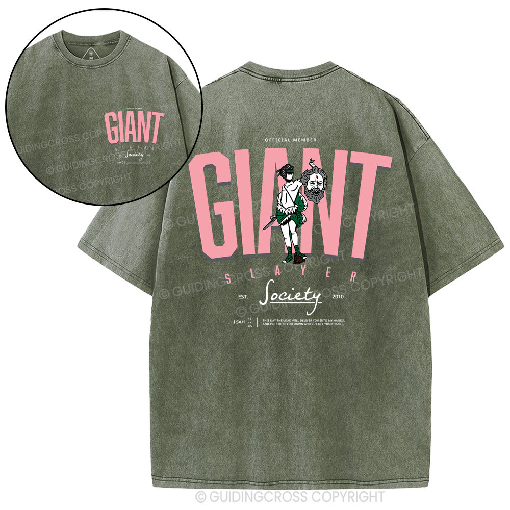 Giant Slayer Christian Washed T-Shirt Sale - GuidingCross