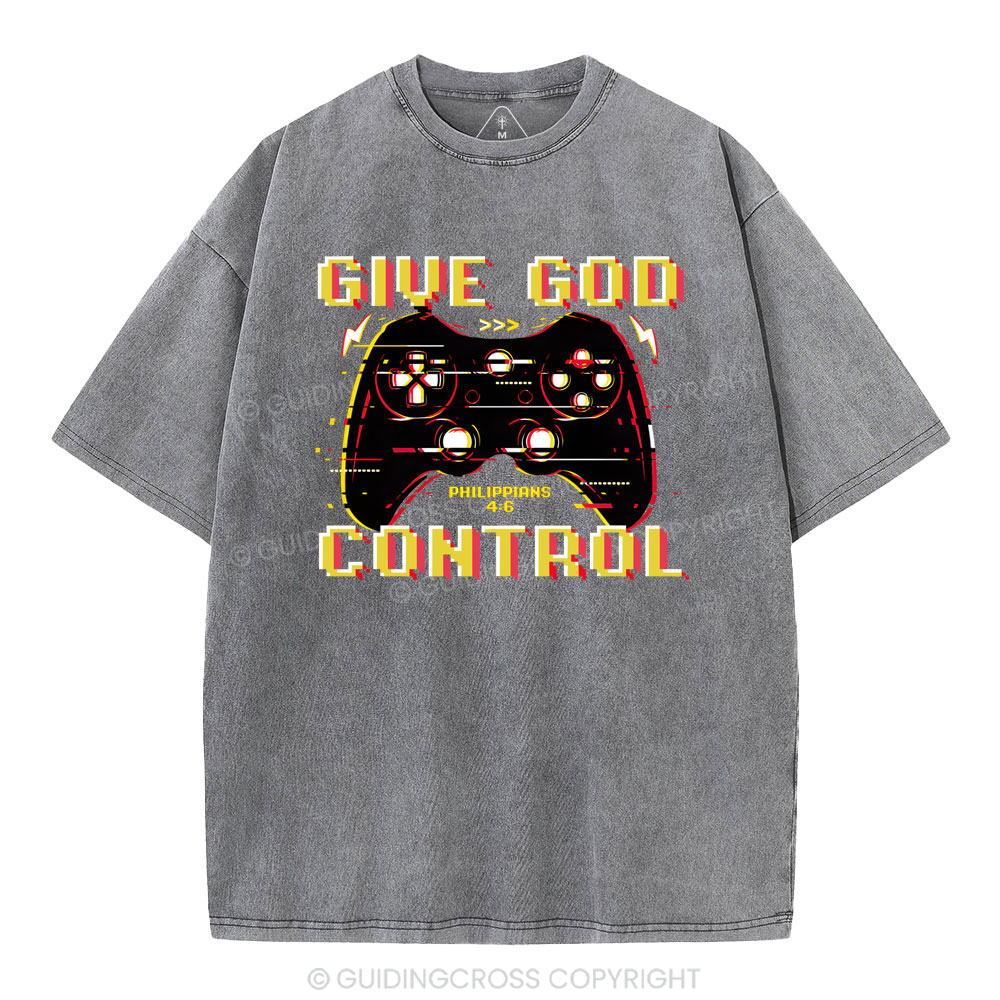 Give God Control Christian Washed T-Shirt