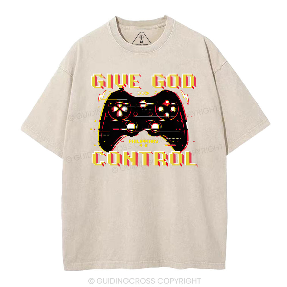 Give God Control Christian Washed T-Shirt