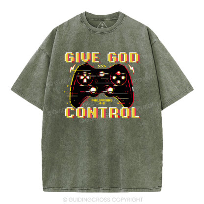 Give God Control Christian Washed T-Shirt