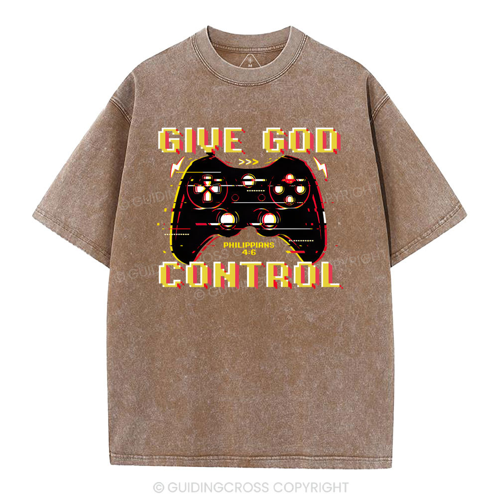 Give God Control Christian Washed T-Shirt