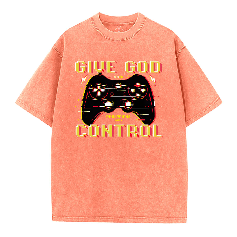 Give God Control Christian Washed T-Shirt