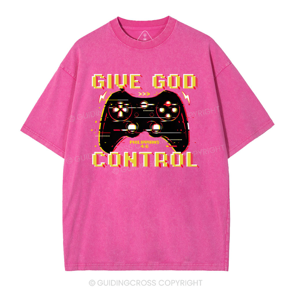 Give God Control Christian Washed T-Shirt