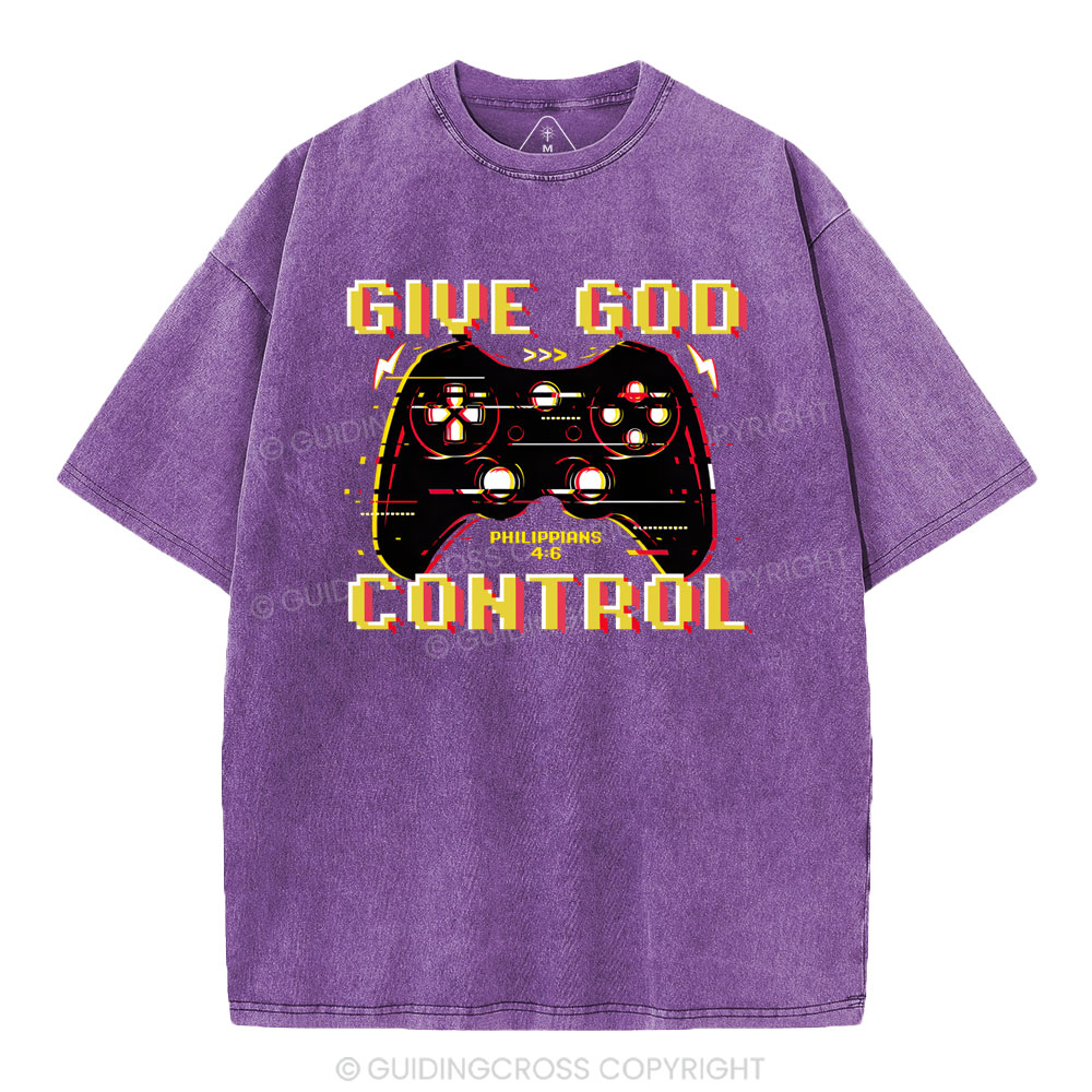 Give God Control Christian Washed T-Shirt