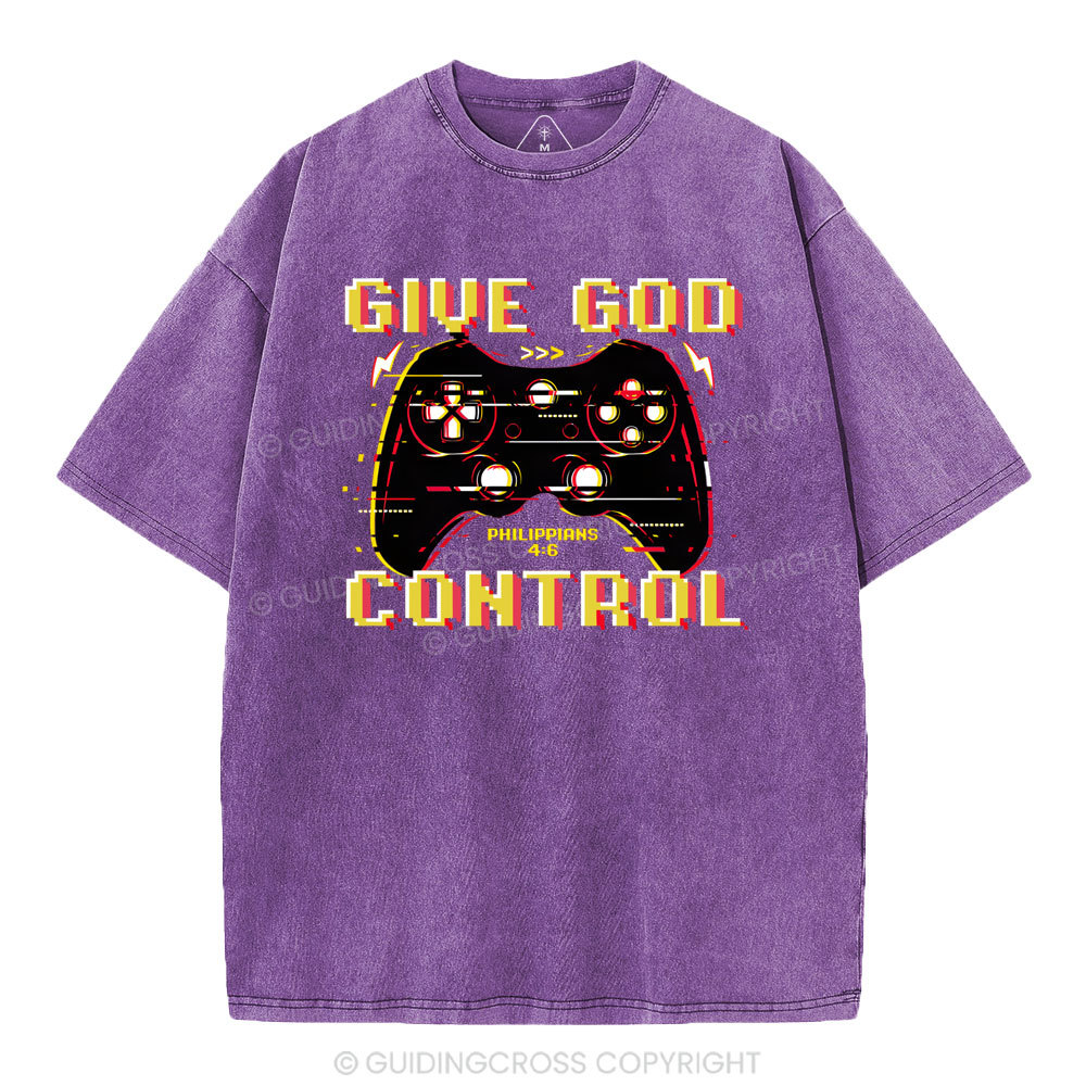 Give God Control Christian Washed T-Shirt