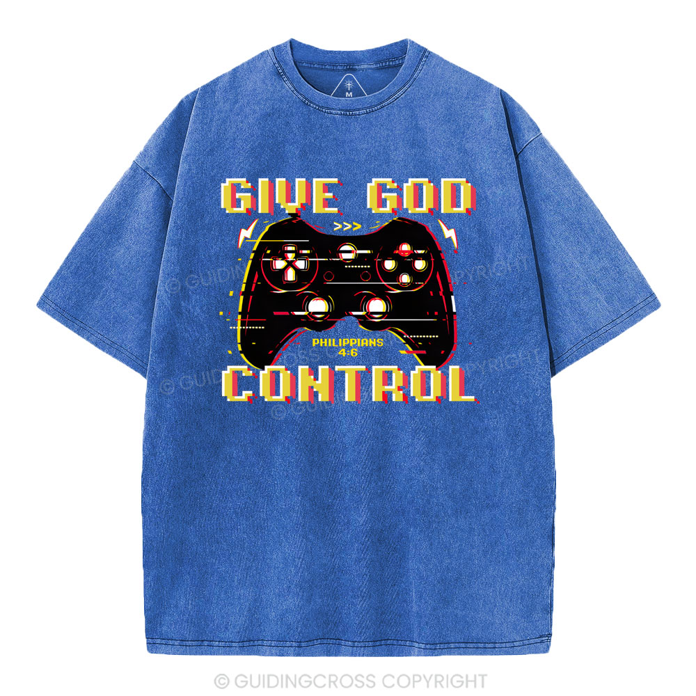 Give God Control Christian Washed T-Shirt