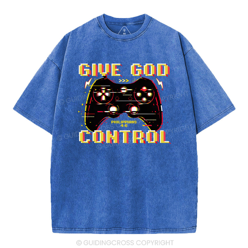 Give God Control Christian Washed T-Shirt