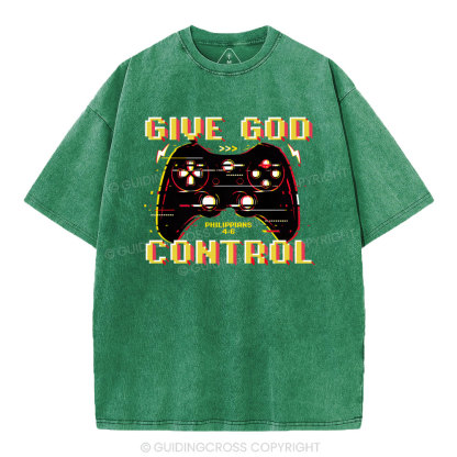 Give God Control Christian Washed T-Shirt