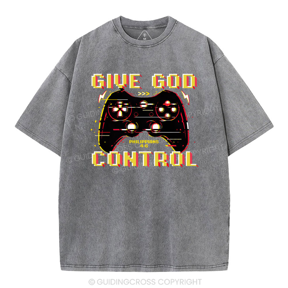 Give God Control Christian Washed T-Shirt