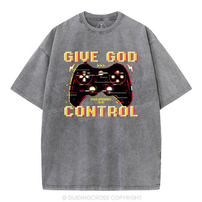 Give God Control Christian Washed T-Shirt