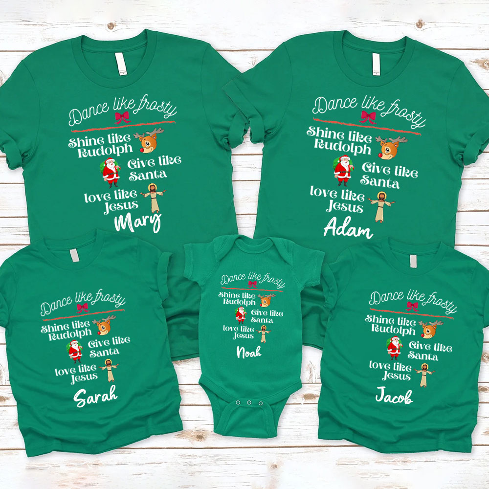Give Like Santa Love Like Jesus Christmas Family Matching Shirts