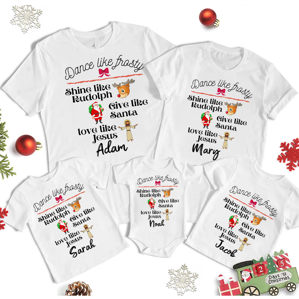 Give Like Santa Love Like Jesus Christmas Family Matching Shirts