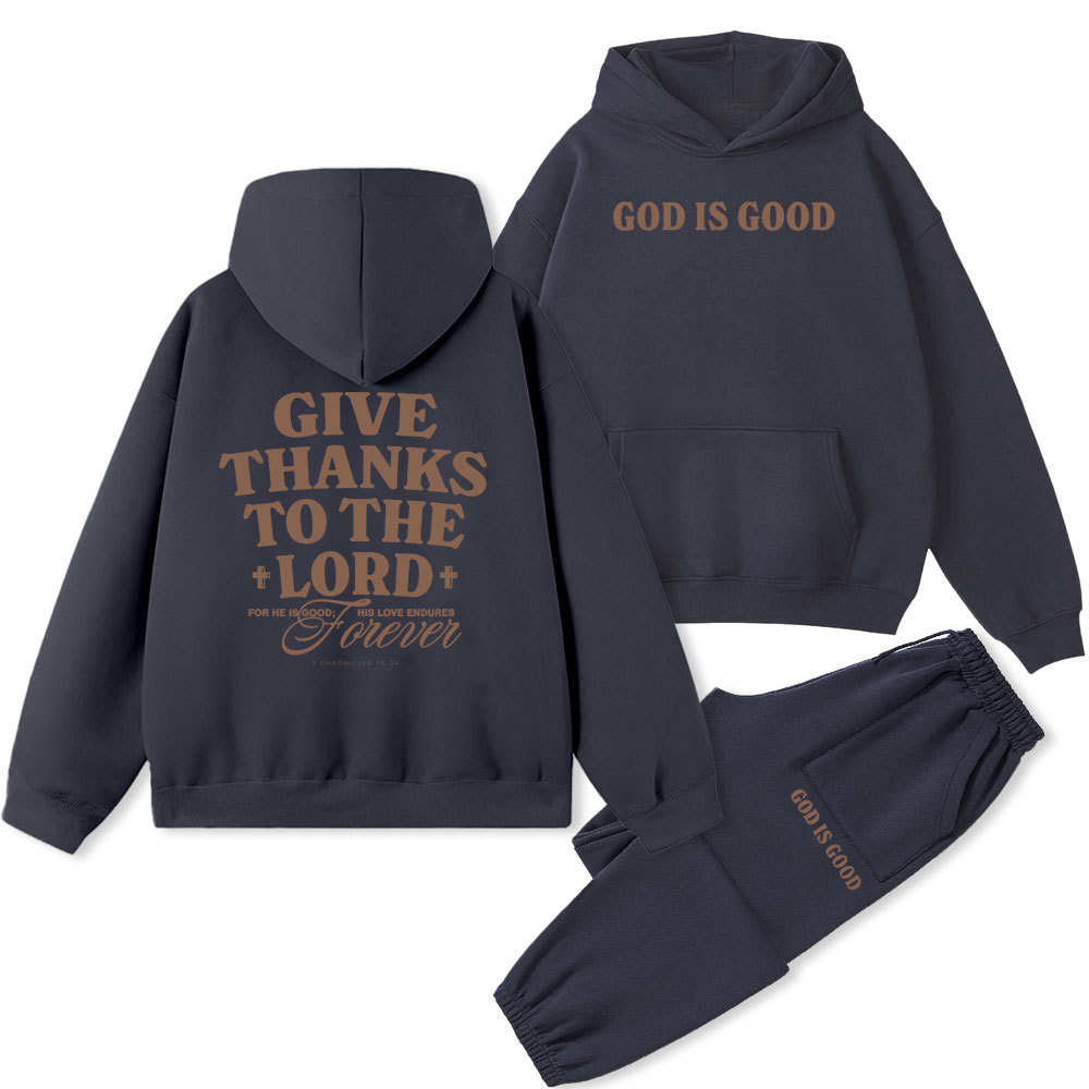 Give Thanks To The Lord Christian Fleece Hoodie Set