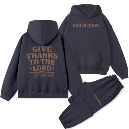 Give Thanks To The Lord Christian Fleece Hoodie Set
